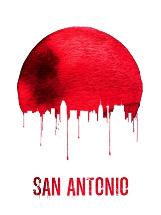 Framed San Antonio Skyline Red Print