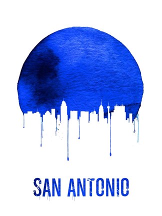 Framed San Antonio Skyline Blue Print