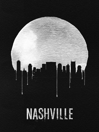 Framed Nashville Skyline Black Print