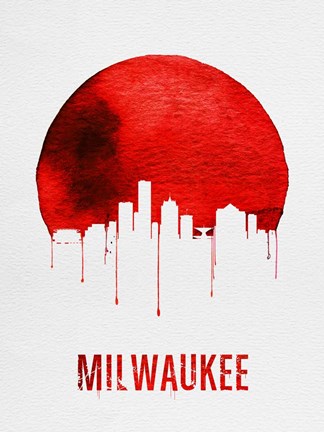 Framed Milwaukee Skyline Red Print