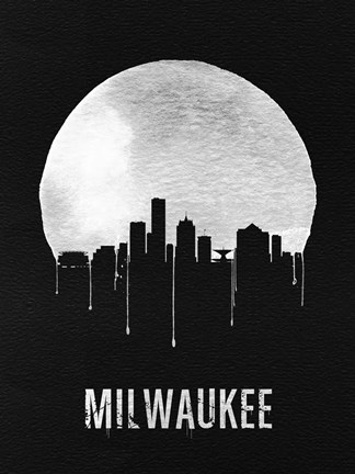 Framed Milwaukee Skyline Black Print