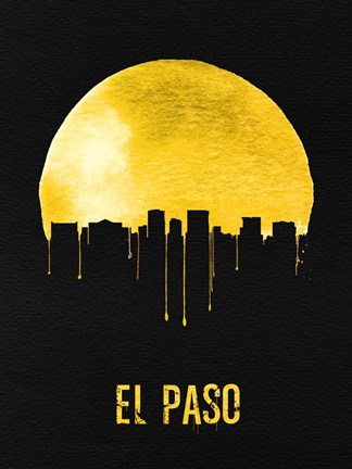 Framed El Paso Skyline Yellow Print