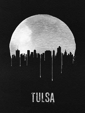Framed Tulsa Skyline Black Print