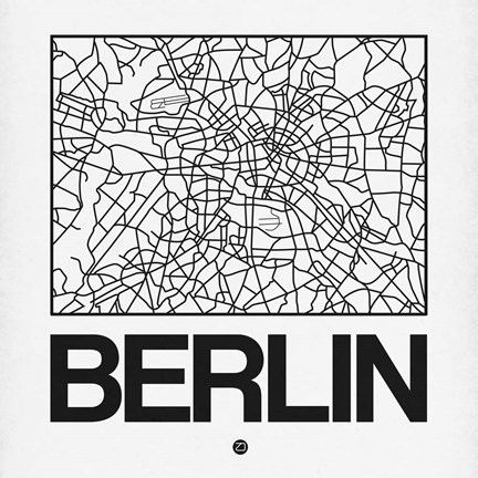 Framed White Map of Berlin Print