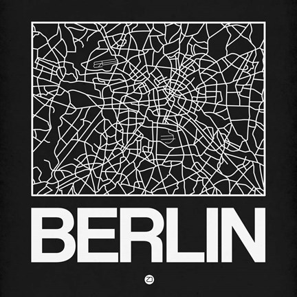 Framed Black Map of Berlin Print