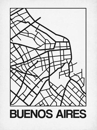 Framed White Map of Buenos Aires Print