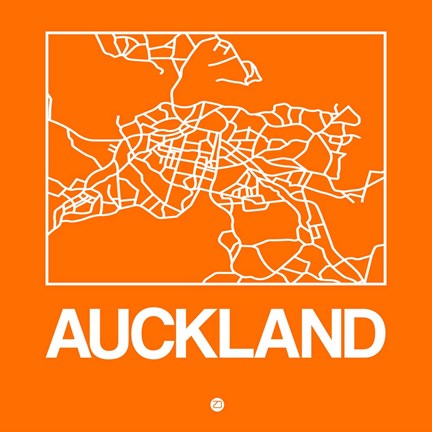 Framed Orange Map of Auckland Print