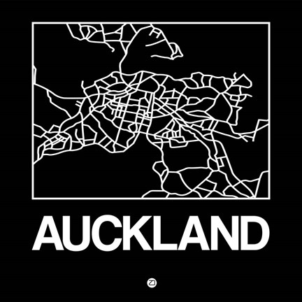 Framed Black Map of Auckland Print