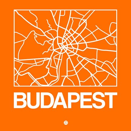 Framed Orange Map of Budapest Print