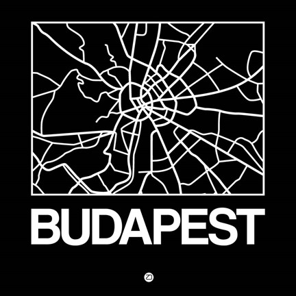 Framed Black Map of Budapest Print