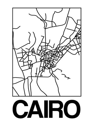 Framed White Map of Cairo Print