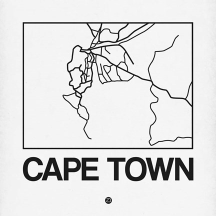 Framed White Map of Cape Town Print