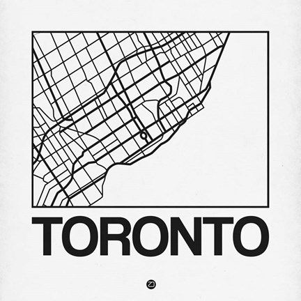 Framed White Map of Toronto Print