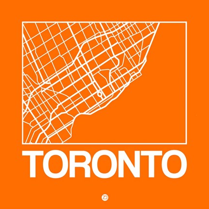 Framed Orange Map of Toronto Print