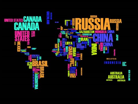 Framed Typography World Map 2 Print
