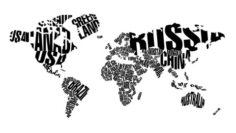 Framed Typography World Map 5 Print