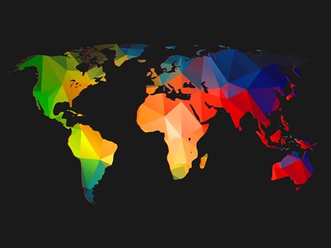 Framed World Wire Map 1 Print