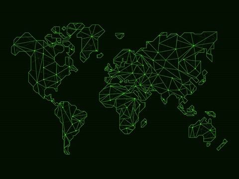 Framed World Map Green Wire Print