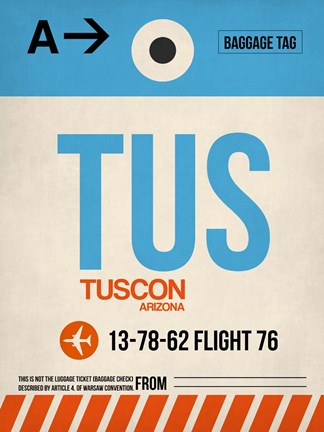 Framed TUS Tuscon Luggage Tag I Print
