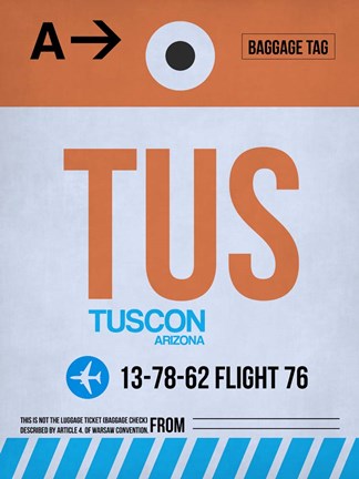 Framed TUS Tuscon Luggage Tag II Print