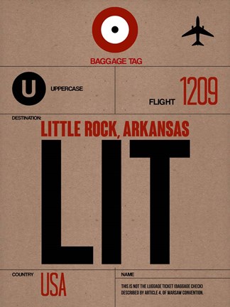 Framed LIT Little Rock Luggage Tag I Print