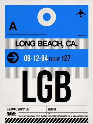 Framed LGB Long Beach Luggage Tag I Print