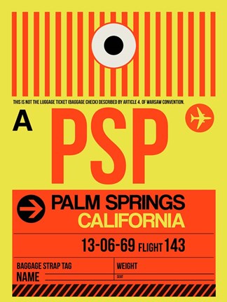 Framed PSP Palm Springs Luggage Tag I Print