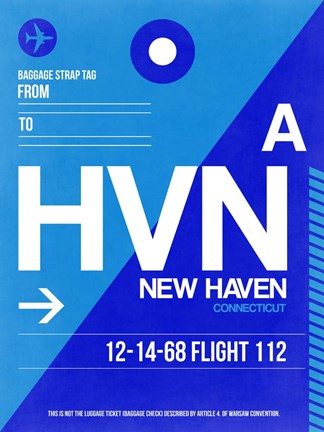 Framed HVN New Haven Luggage Tag II Print