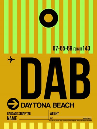 Framed DAB Daytona Beach Luggage Tag I Print