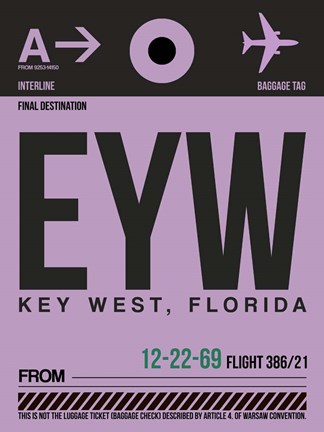 Framed EYW Key West Luggage Tag I Print