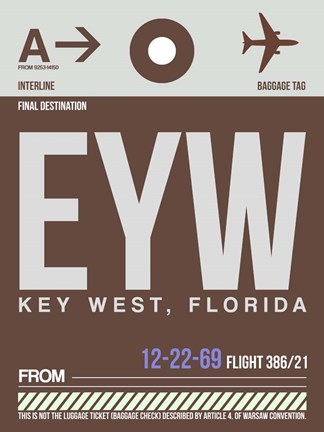 Framed EYW Key West Luggage Tag II Print