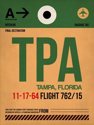 Framed TPA Tampa Luggage Tag I Print