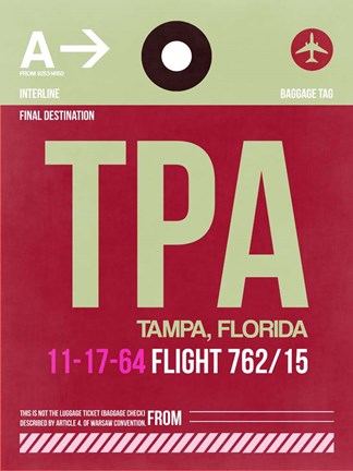 Framed TPA Tampa Luggage Tag II Print