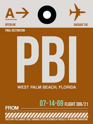 Framed PBI West Palm Beach Luggage Tag II Print