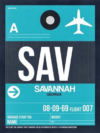 Framed SAV Savannah Luggage Tag II Print