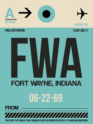 Framed FWA Fort Wayne Luggage Tag I Print