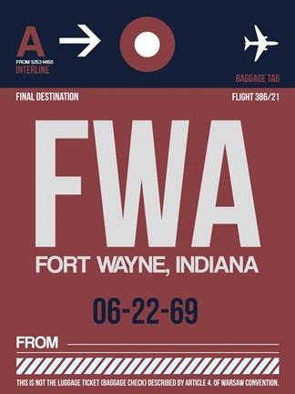 Framed FWA Fort Wayne Luggage Tag II Print