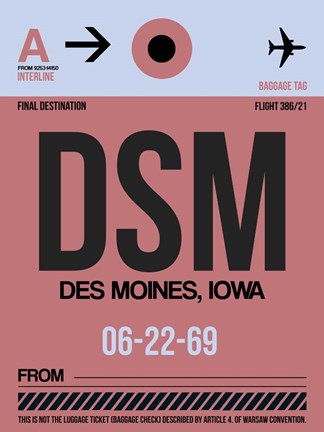 Framed DSM Des Moines Luggage Tag I Print