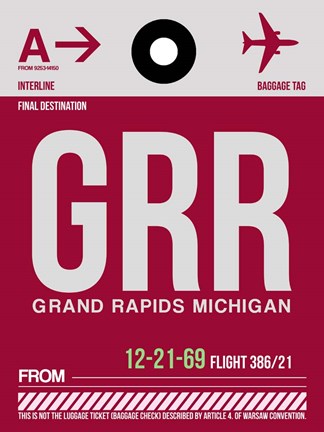 Framed GRR Grand Rapids Luggage Tag II Print