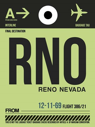 Framed RNO Reno Luggage Tag I Print