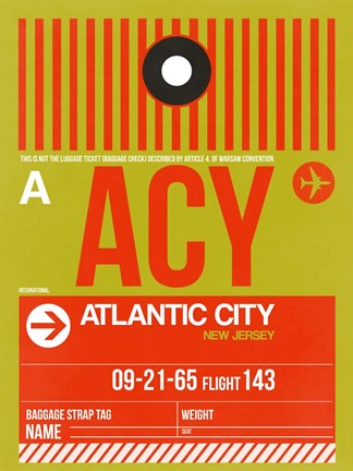 Framed ACY Atlantic City Luggage Tag I Print