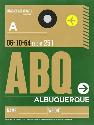 Framed ABQ Albuquerque Luggage Tag I Print