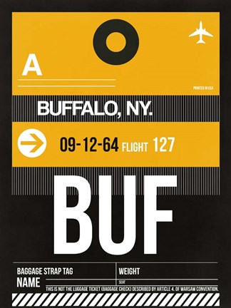 Framed BUF Buffalo Luggage Tag II Print