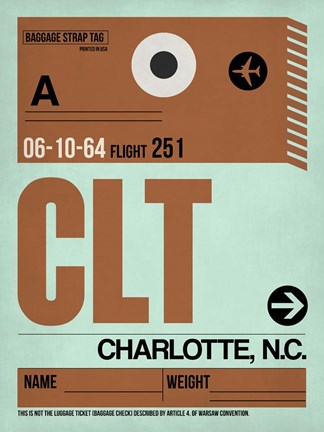 Framed CLT Charlotte Luggage Tag I Print