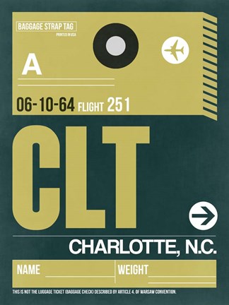 Framed CLT Charlotte Luggage Tag II Print