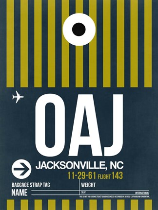 Framed OAJ Jacksonville Luggage Tag II Print