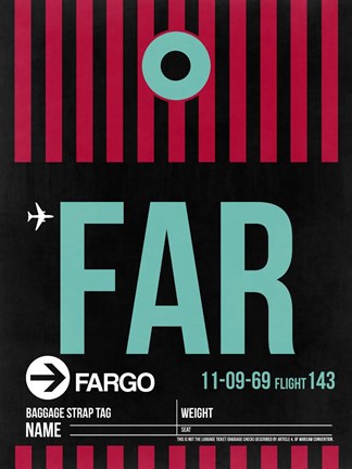 Framed FAR Fargo Luggage Tag I Print
