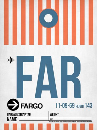 Framed FAR Fargo Luggage Tag II Print