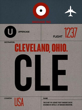 Framed CLE Cleveland Luggage Tag I Print