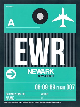 Framed EWR Newark Luggage Tag II Print